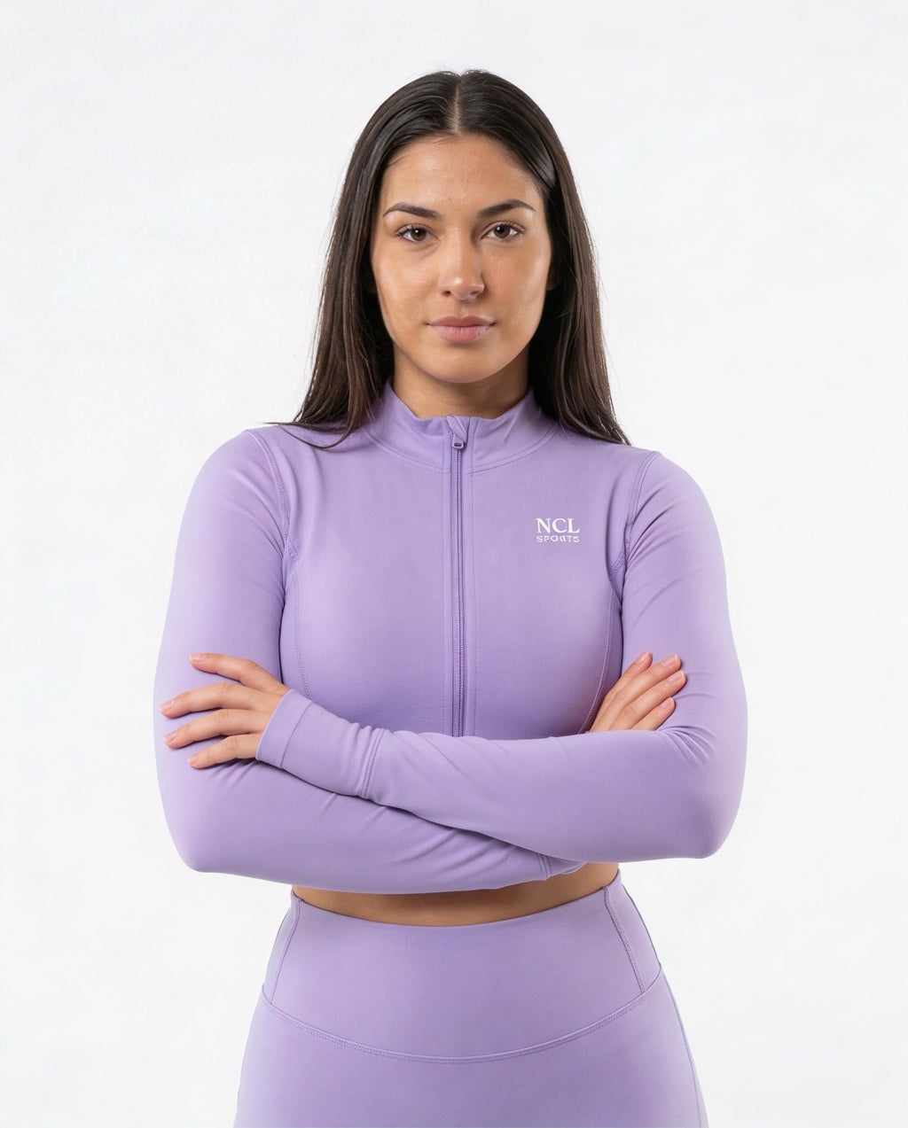 Kurze Gym-Jacke mit Reißverschluss und Daumenlöchern