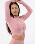 Kurze Gym-Jacke mit Reißverschluss und Daumenlöchern